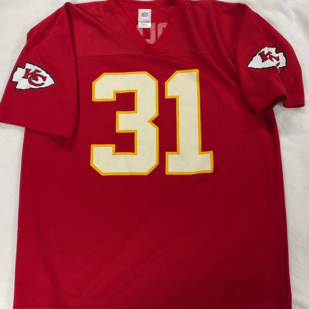 Vintage NFL Kansas City Chiefs Priest Holmes #31 Football Jersey Mens XL Red